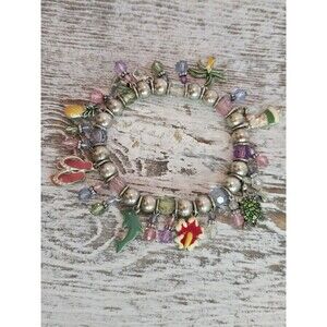 Beach Charm Bracelet Dolphin Turtle Flip Flop Tropical Summer Jewelry #289